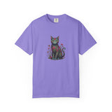 Floral Cat Illustration T-Shirt | Botanical Kitty Tee