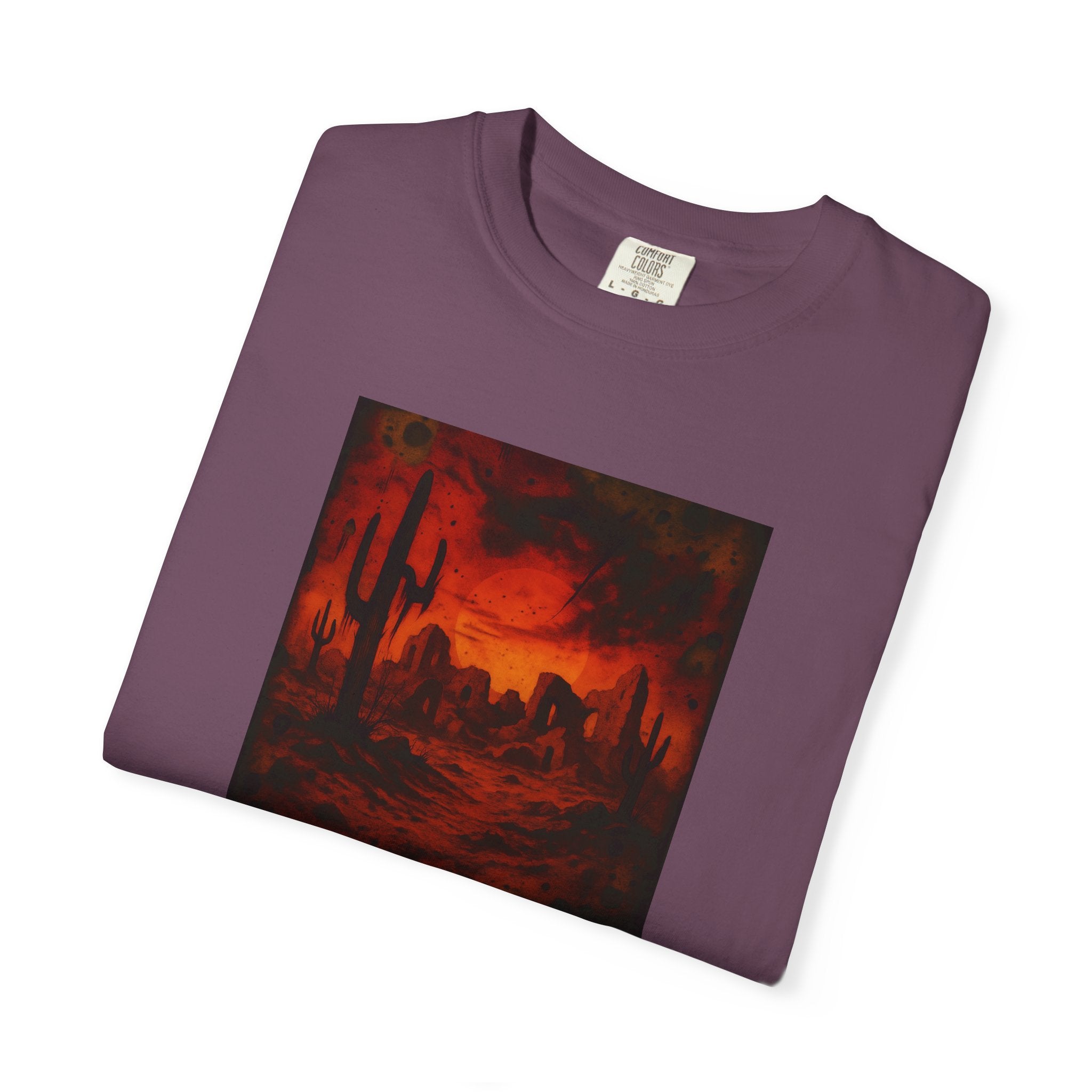 Red Desert Sunset T-shirt | Cactus Landscape, Moody Western Scene