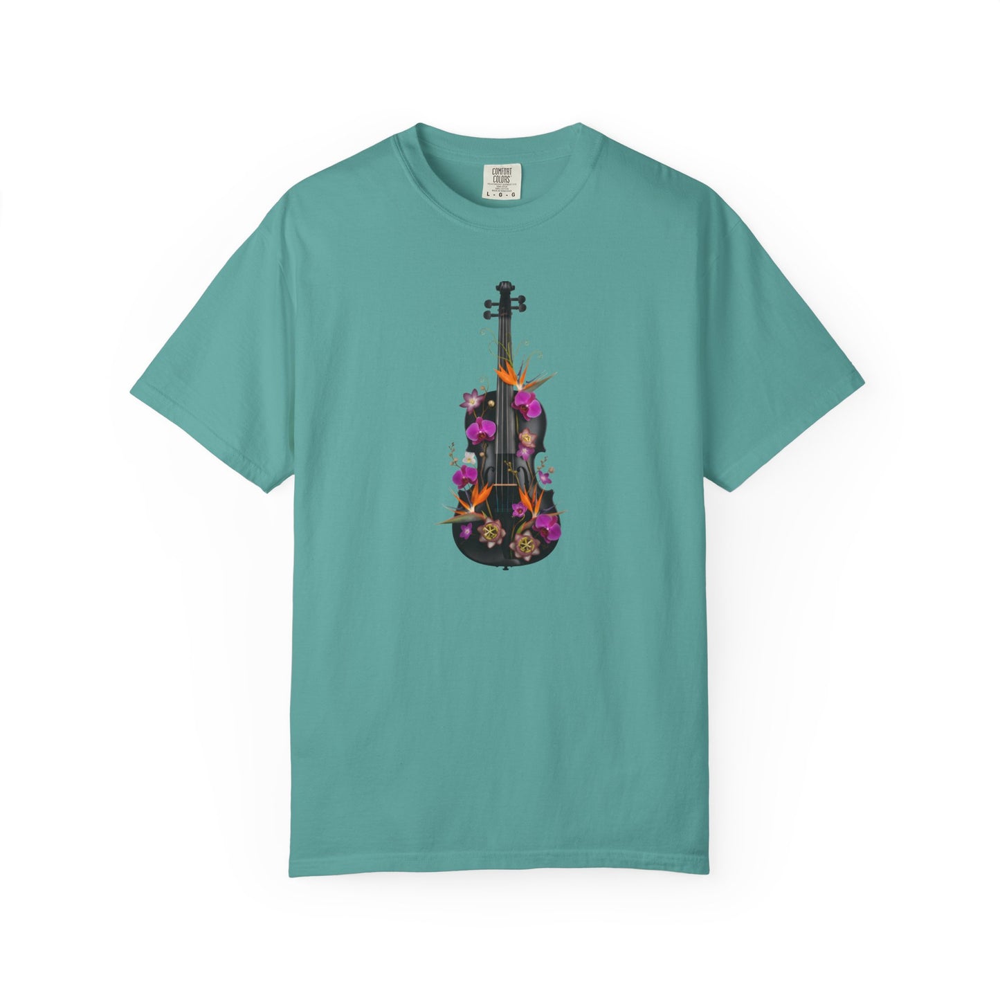 Floral Violin T-shirt | Botanical Music Instrument Tee