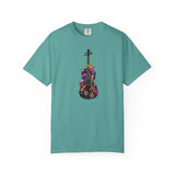 Floral Violin T-shirt | Botanical Music Instrument Tee