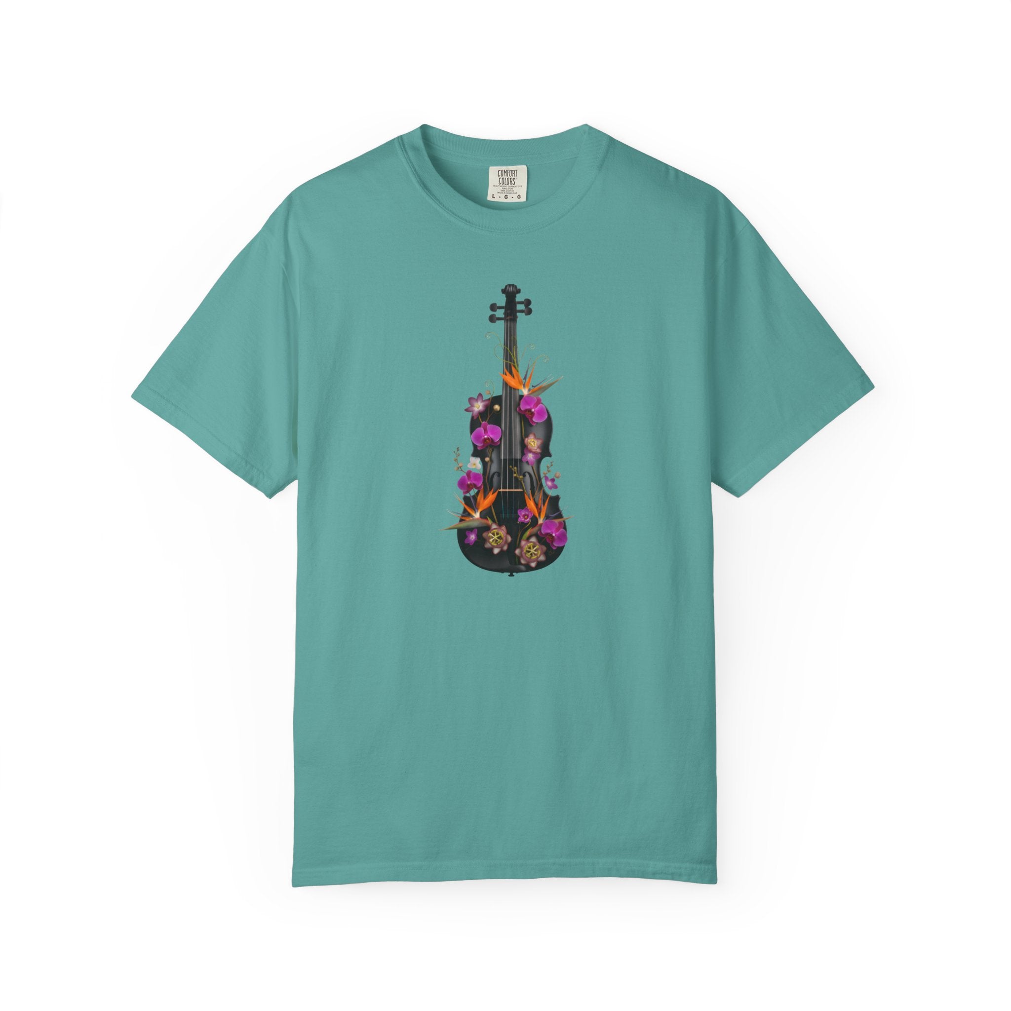 Floral Violin T-shirt | Botanical Music Instrument Tee