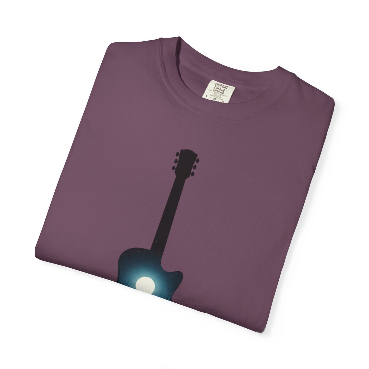 Moonlit Acoustic Guitar T-Shirt | Night Sky Guitar Silhouette