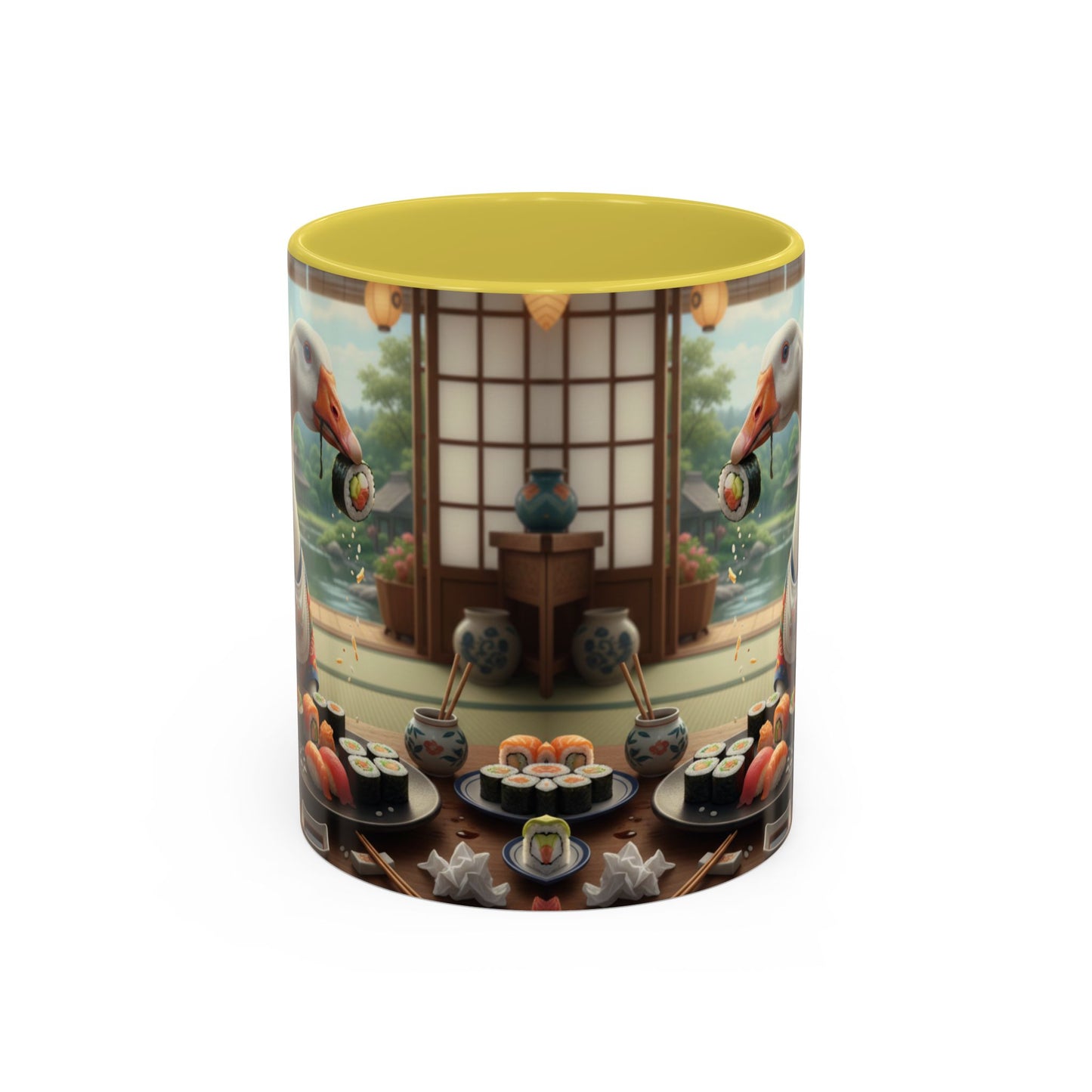Goose with Sushi Mug | Japanese Tea Room Illustration