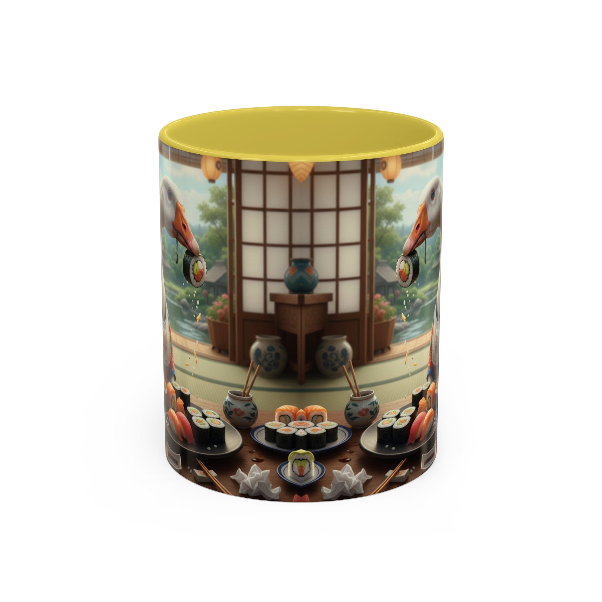 Goose with Sushi Mug | Japanese Tea Room Illustration
