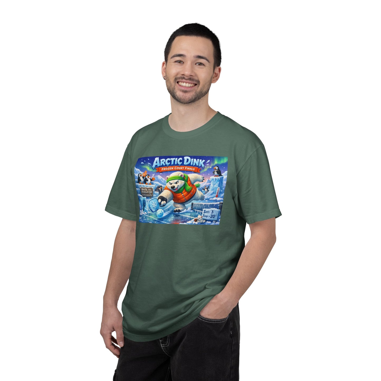 Arctic Dink Polar Bear Pickleball T-Shirt | Retro Game Art