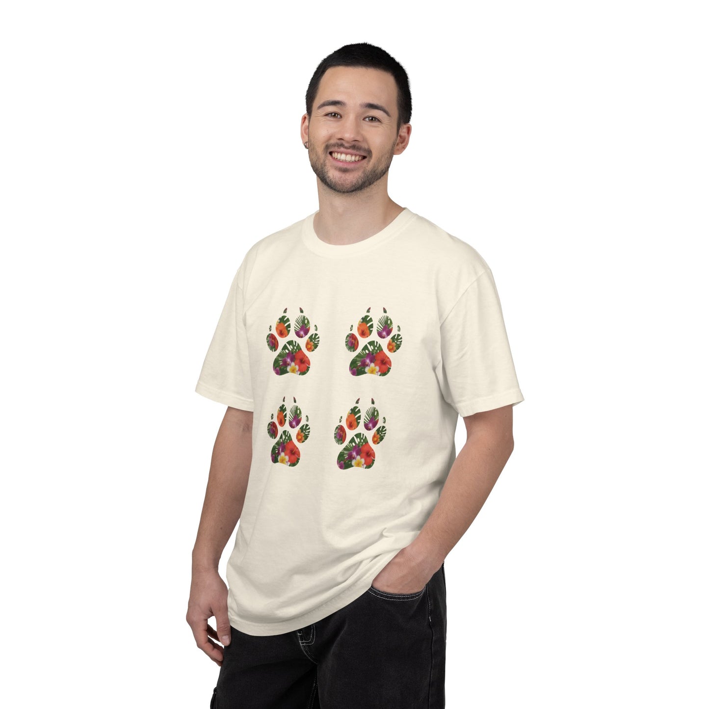 Floral Puppy Paws T-shirt | Dog Lover Tee