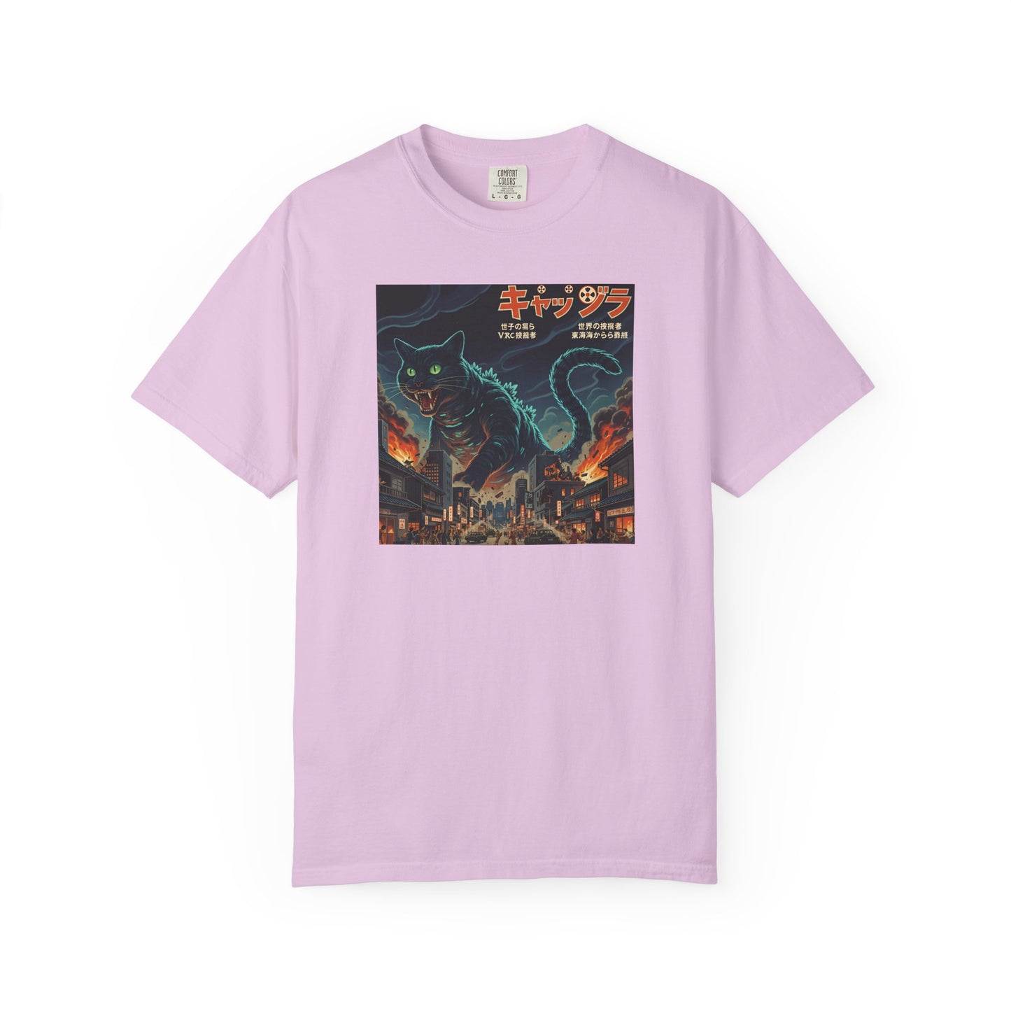Giant Neon Cat Rampage T-Shirt | Retro City Kaiju Artwork