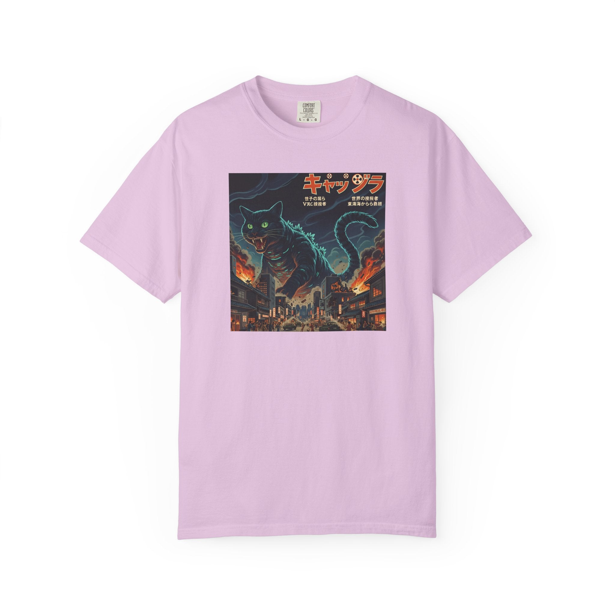 Giant Neon Cat Rampage T-Shirt | Retro City Kaiju Artwork
