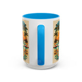 Surfing Bigfoot Mug | Retro Beach Sunset Bigfoot Wave Coffee Cup