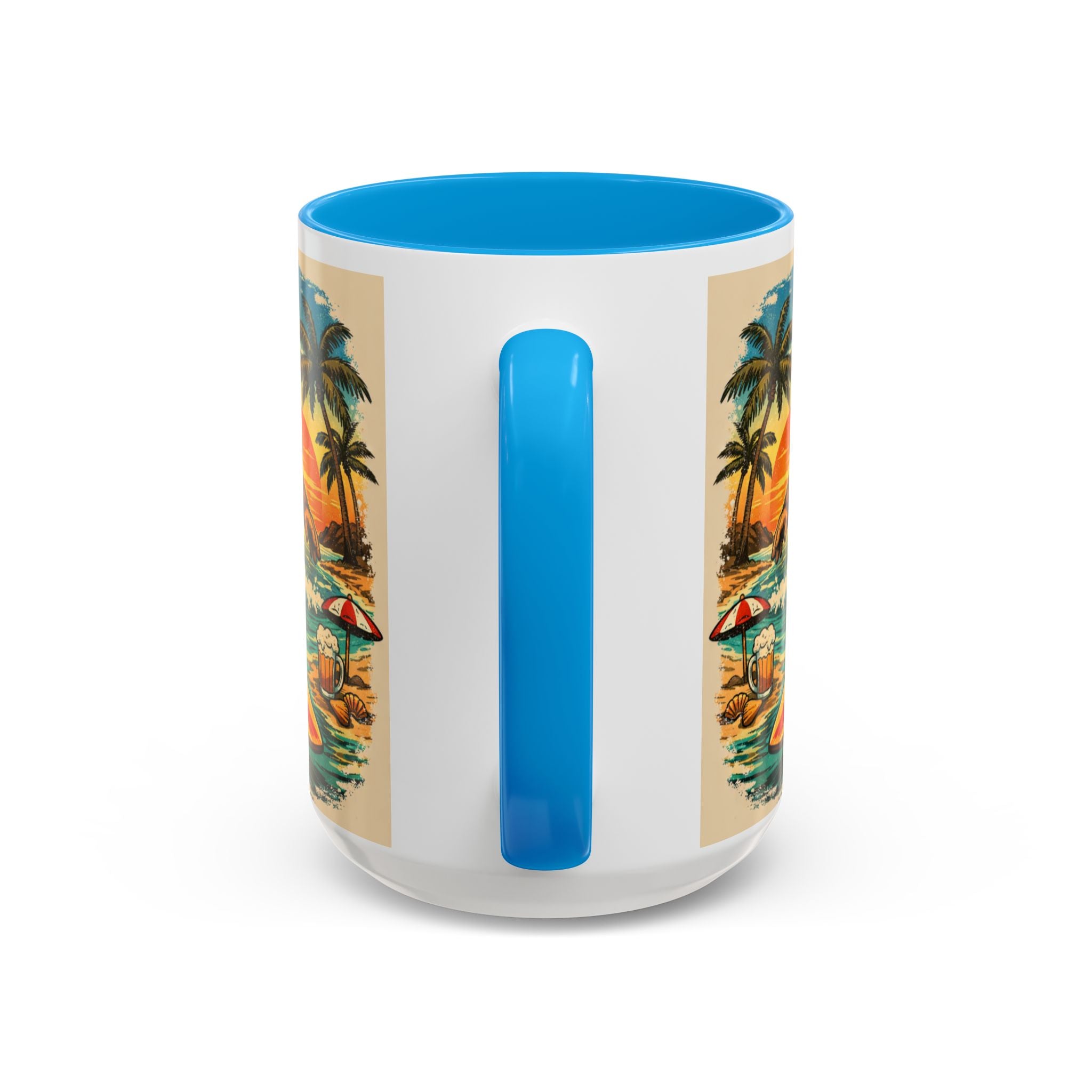 Surfing Bigfoot Mug | Retro Beach Sunset Bigfoot Wave Coffee Cup