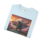 Catzilla Pickleball Destroyer T-shirt | Kaiju Cat Samurai, Mount Fuji Cherry Blossoms