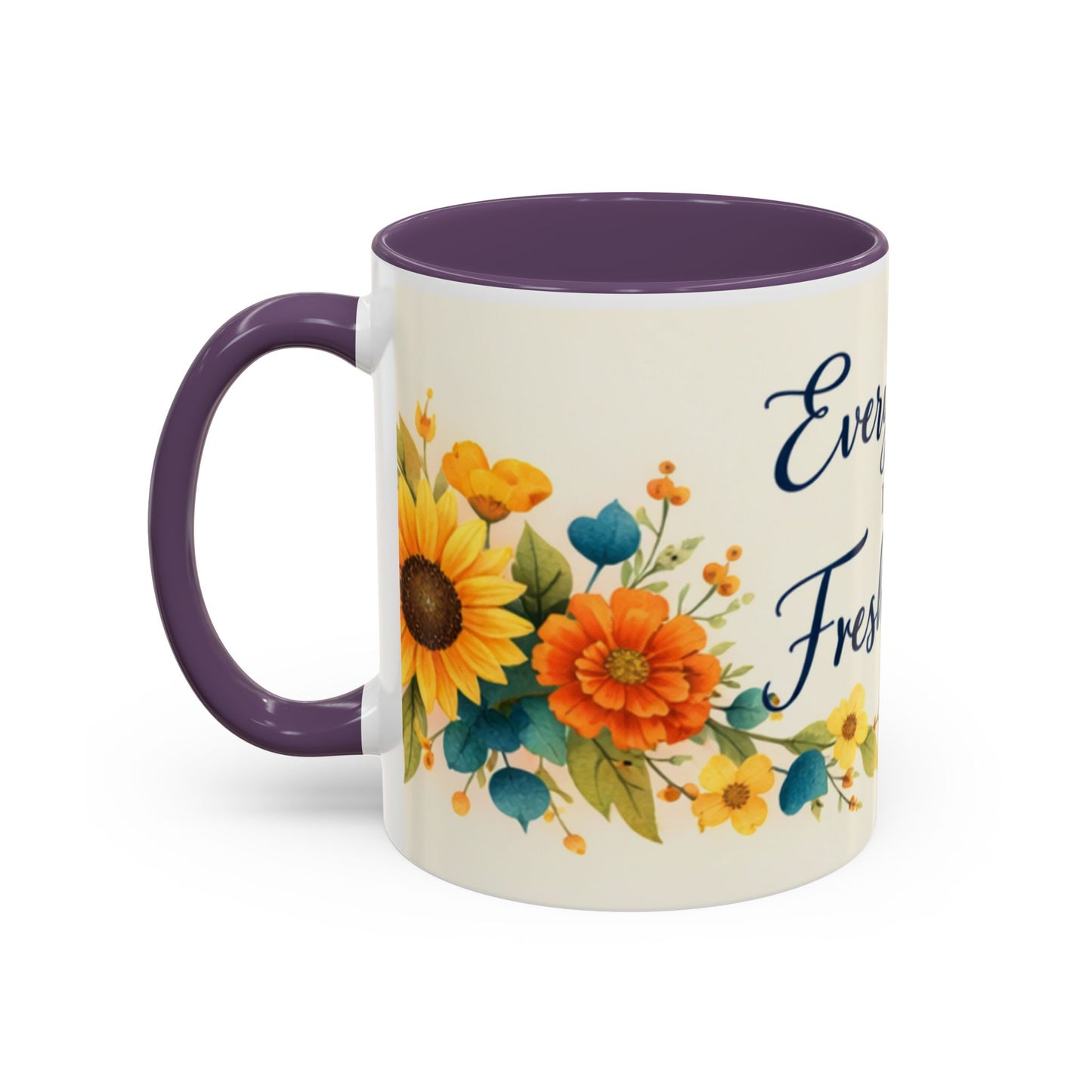 Every Day Is A Fresh Start mug | Floral sunflower coffee mug