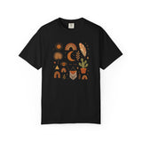 Boho Icons Mosaic T-Shirt | Crescent Moon Cactus Rainbows