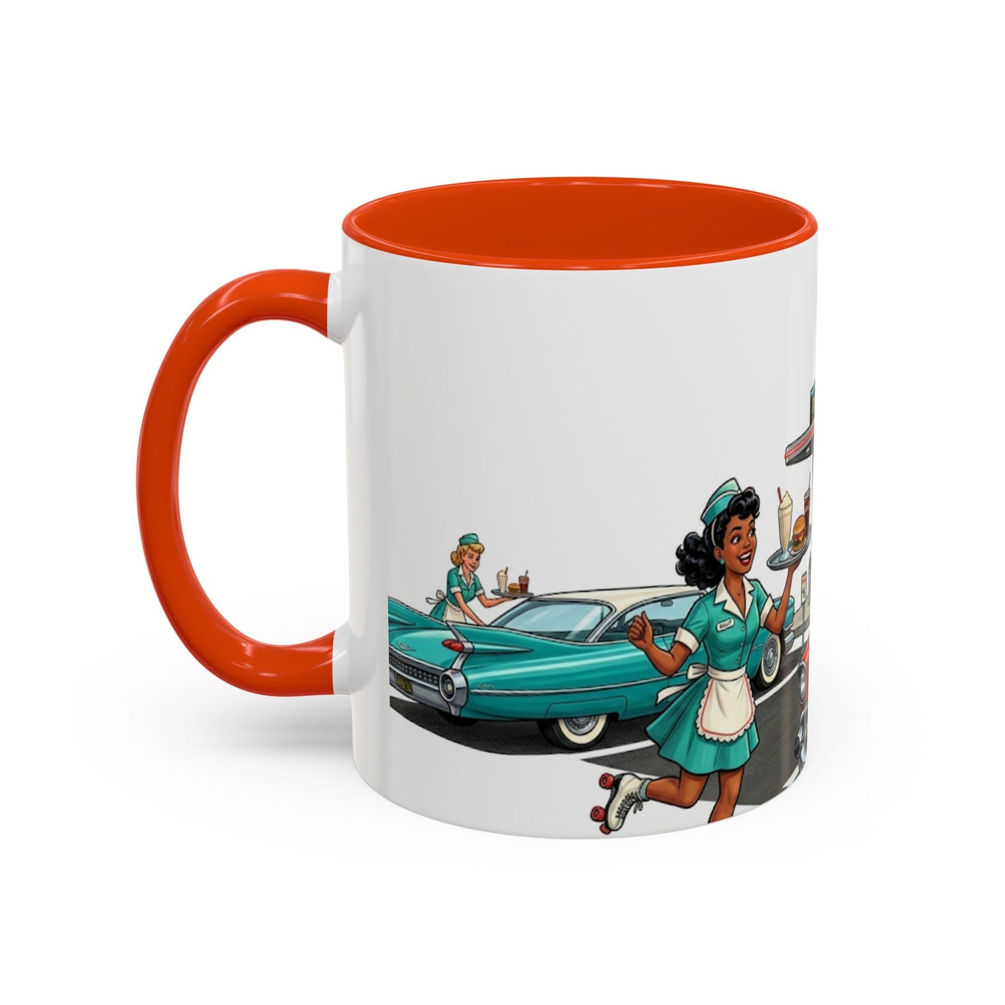 1950s Diner Scene Mug | Retro Car Hop Coffee Cup