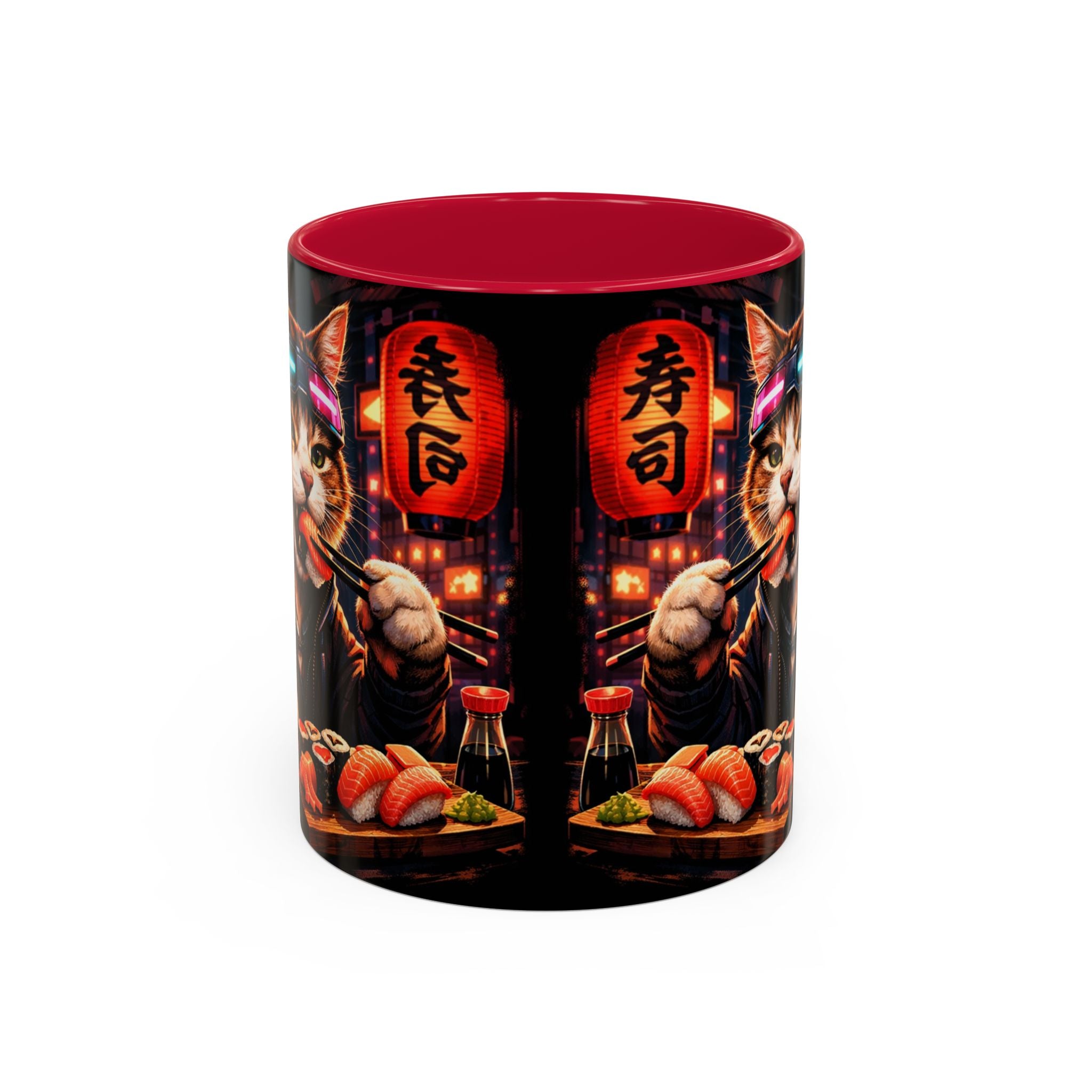 Cyberpunk Sushi Cat Mug | 11oz 15oz Ceramic Coffee Cup