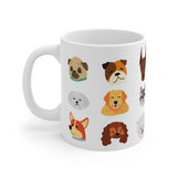 Dog Breed Faces Mug | Cute Cartoon Puppy Pattern 11oz