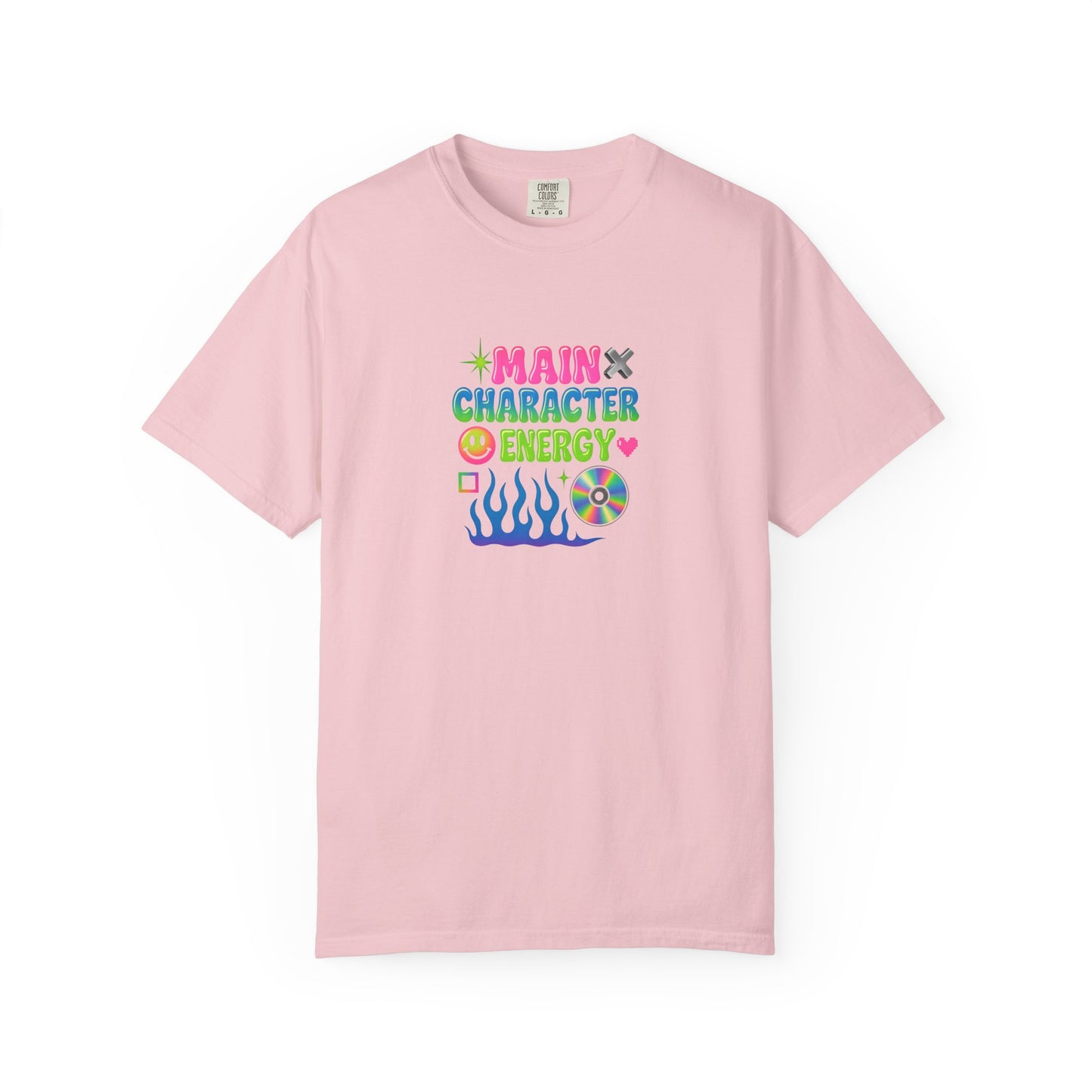 Main Character Energy T-shirt | Colorful Flame, Smiley Icons