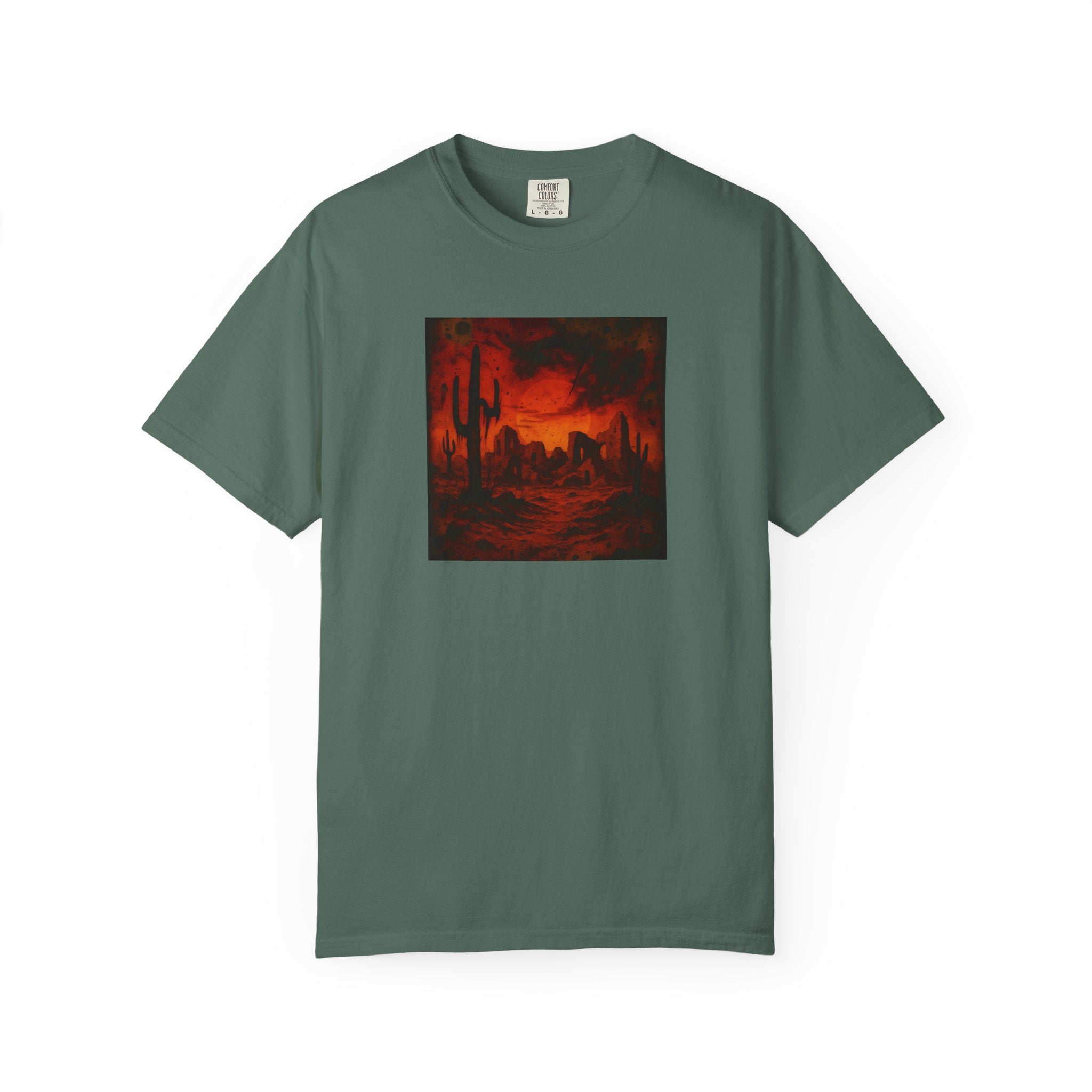 Red Desert Sunset T-shirt | Cactus Landscape, Moody Western Scene