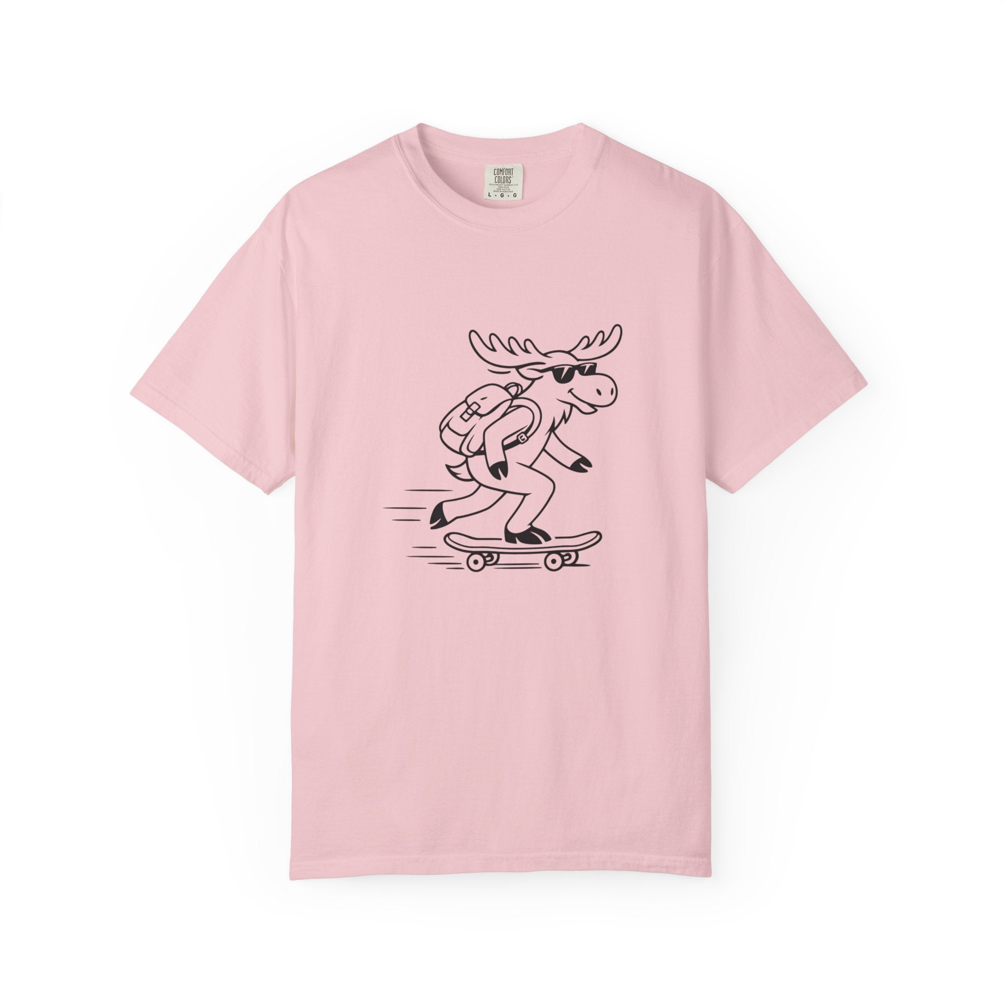 Skateboarding Moose T-shirt | Skateboard Cartoon Graphic Tee