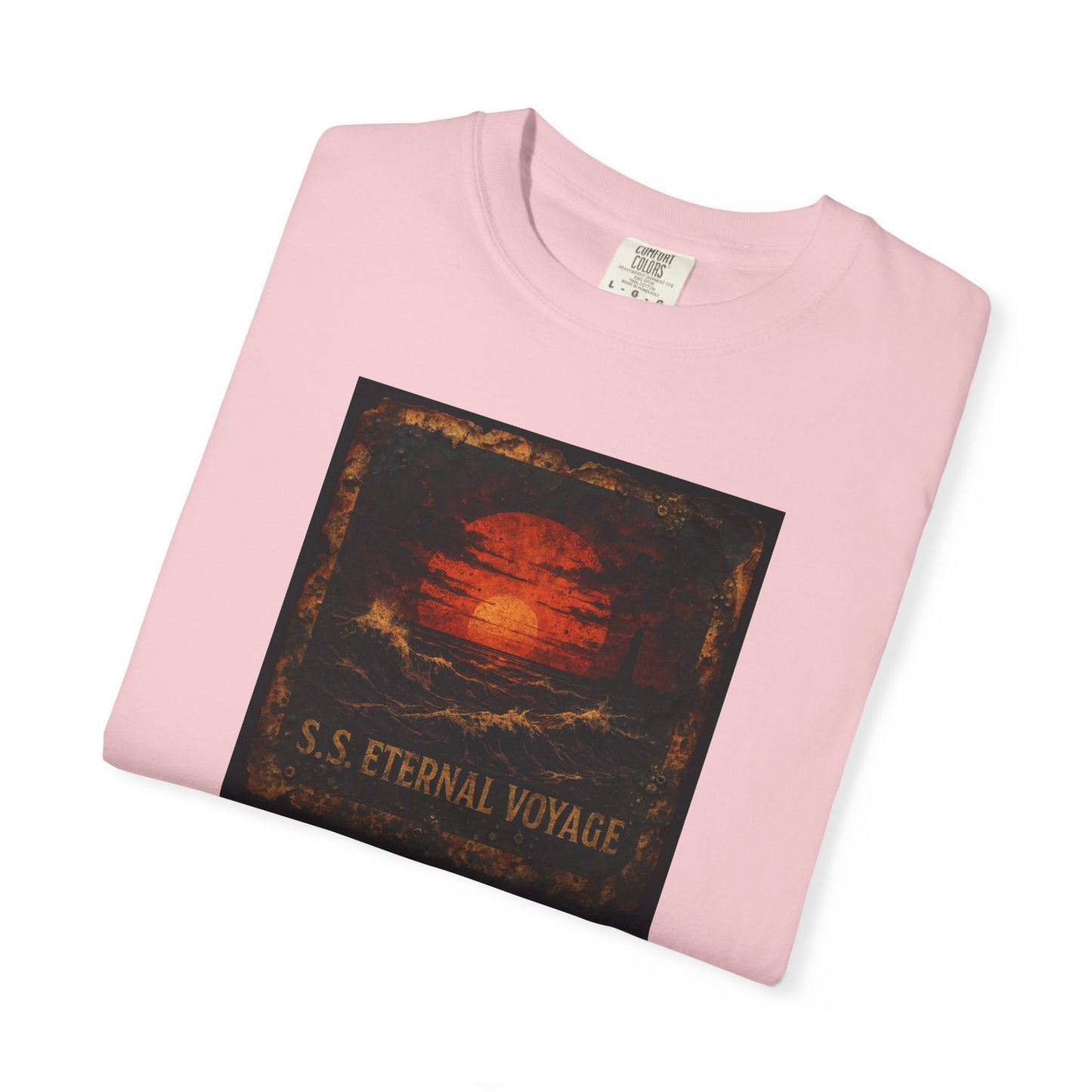 Eternal Voyage Sunset Illustration T-Shirt | Vintage Ocean Scene