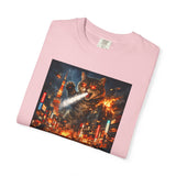 Giant Catzilla Kaiju Rampage T-Shirt | Neon City Monster Battle
