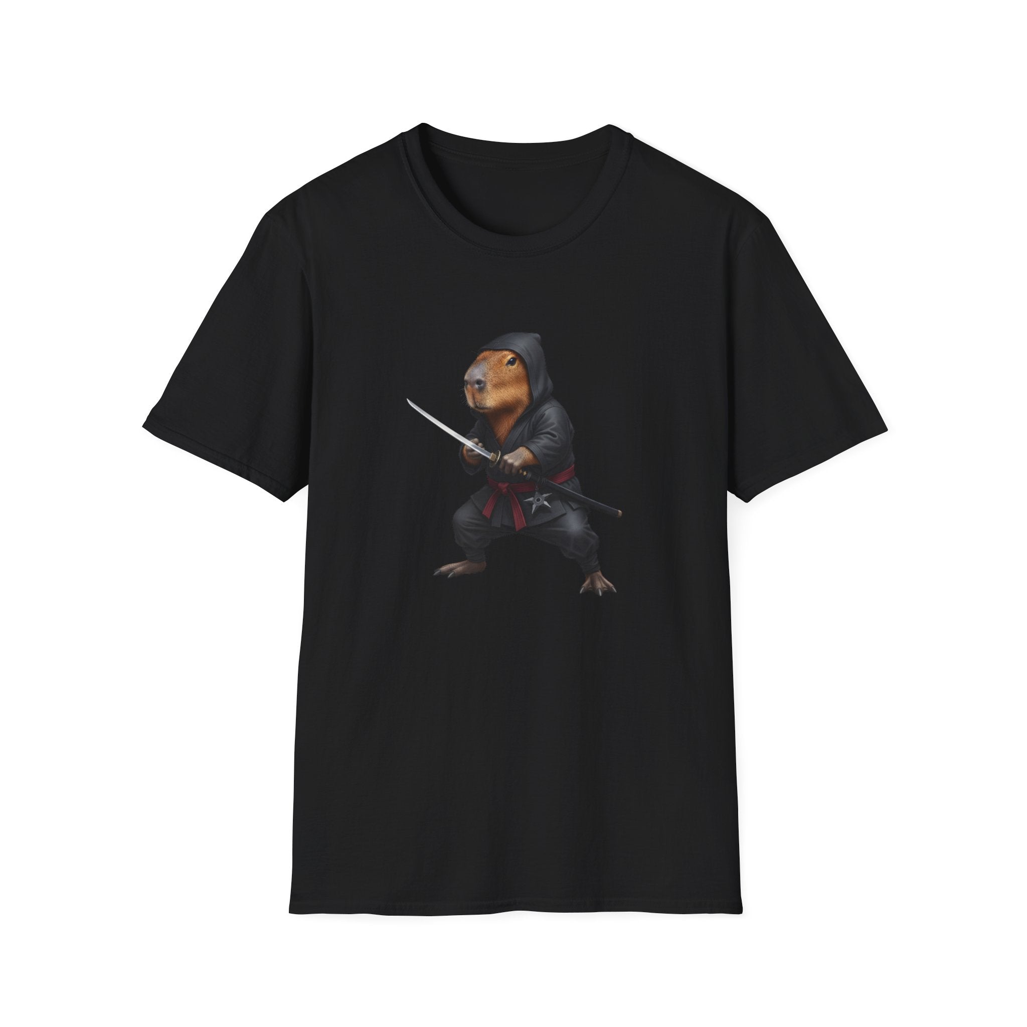 Stealthy Capybara Warrior T-Shirt | Zen Assassin Tactical Capy
