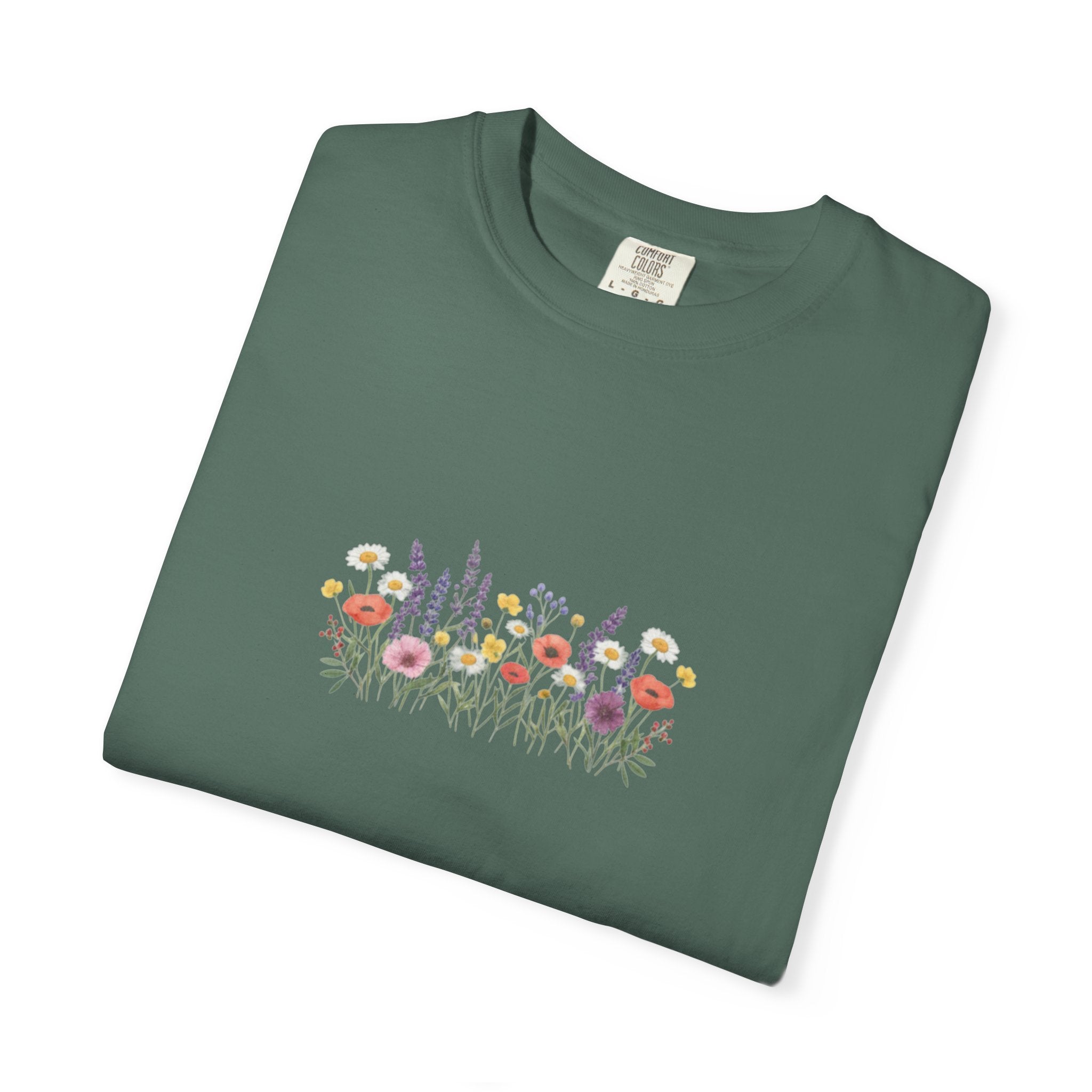 Wildflower Meadow watercolor floral design T-shirt | botanical garden tee