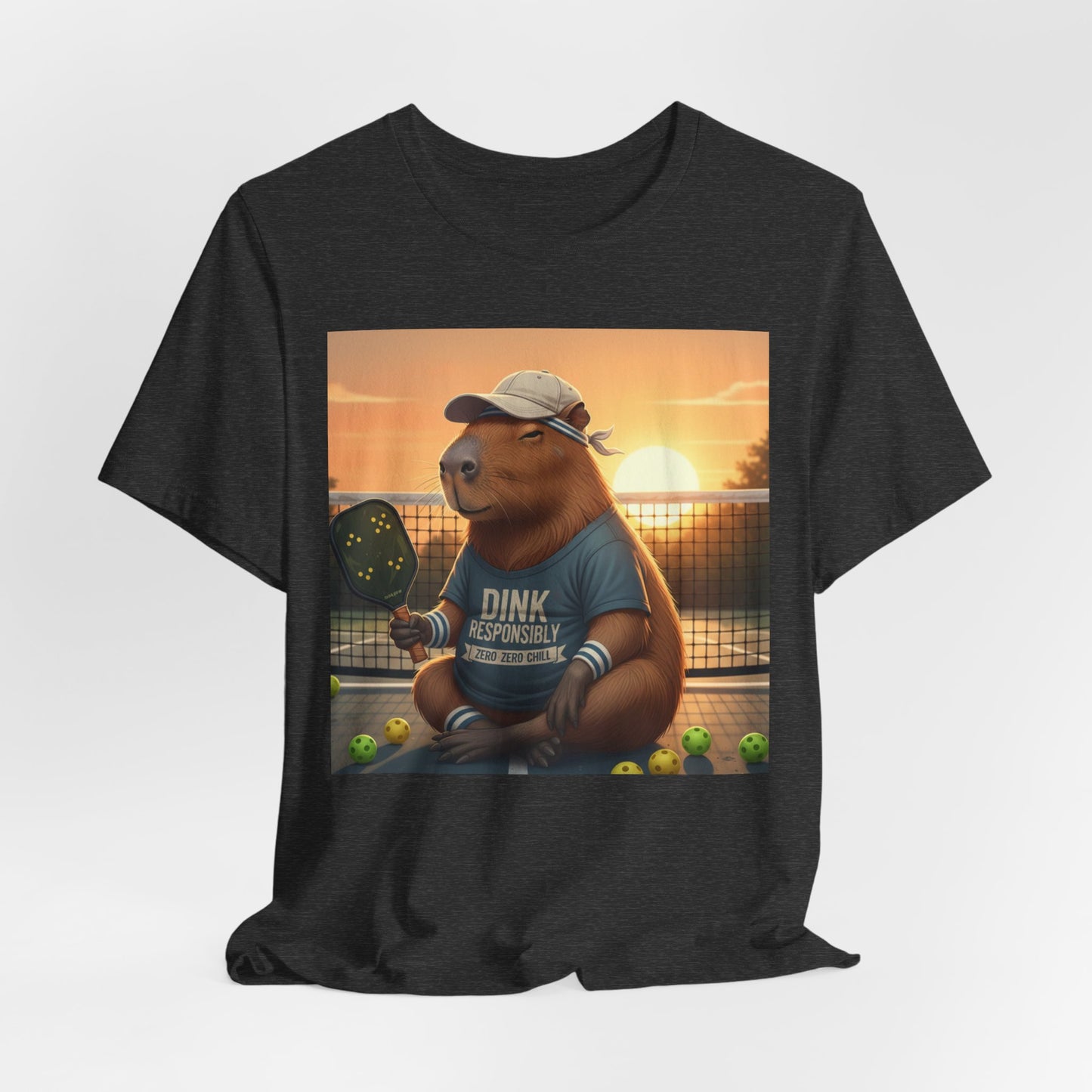 Dink Responsibly Pickleball Capybara Tee | Funny Animal Sports Art