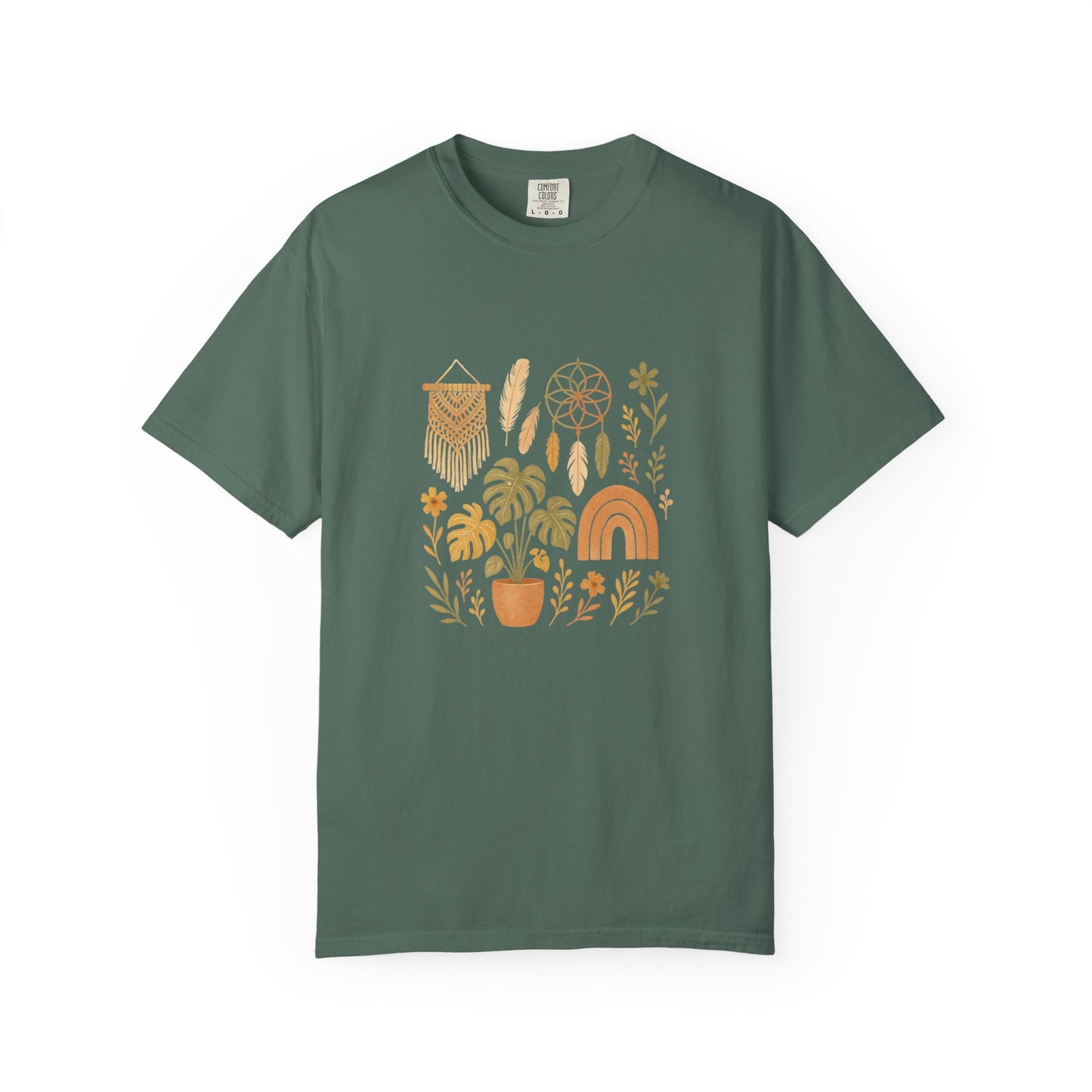Boho Plants and Dreamcatcher T-Shirt | Rainbow, Monstera, Macrame