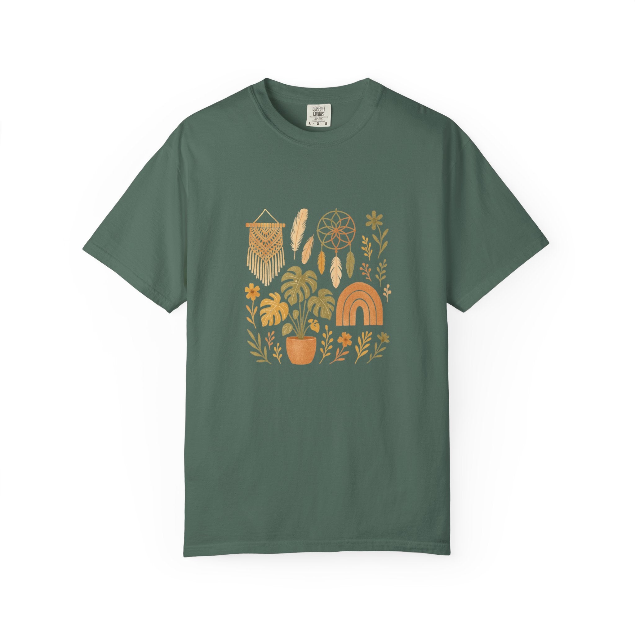 Boho Plants and Dreamcatcher T-Shirt | Rainbow, Monstera, Macrame