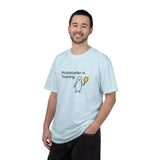 Pickleballer in Training T-Shirt | Cute Penguin Holding Paddle Design