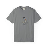 French Bulldog on Bicycle T-shirt | Cute Dog Illustration, 'Oui!' Text