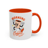 Morning Coffee Mug | Retro Cartoon Coffee Cup, Colorful Ceramic
