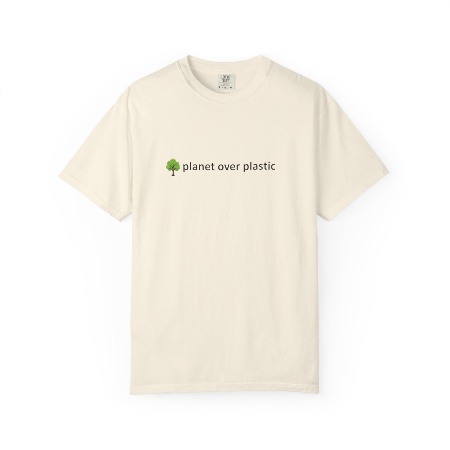 planet over plastic T-shirt | environmental tree slogan tee
