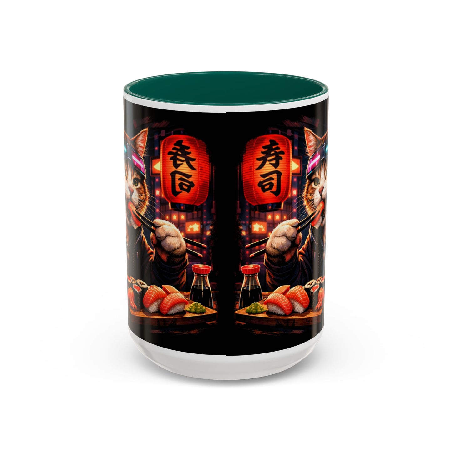 Cyberpunk Sushi Cat Mug | 11oz 15oz Ceramic Coffee Cup