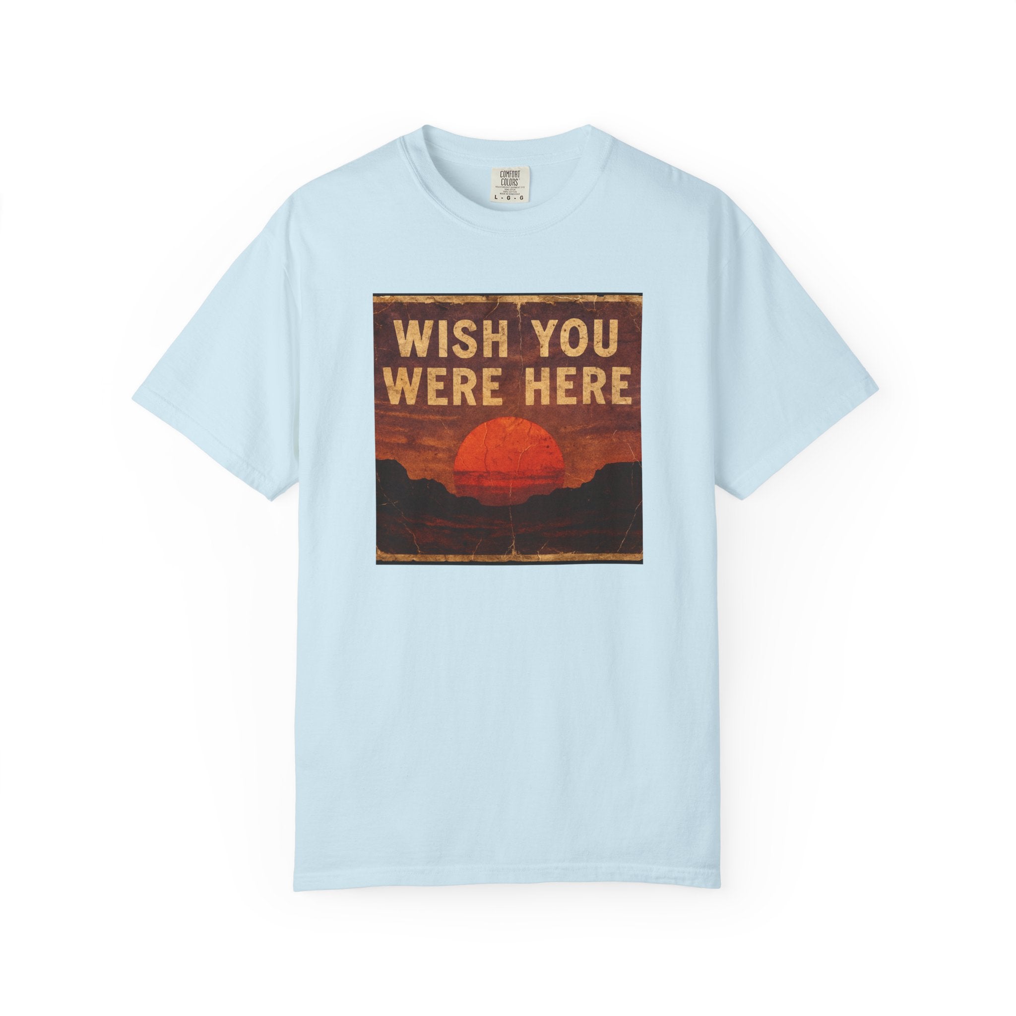 Wish You Were Here Sunset T-shirt | Vintage Sunset Graphic