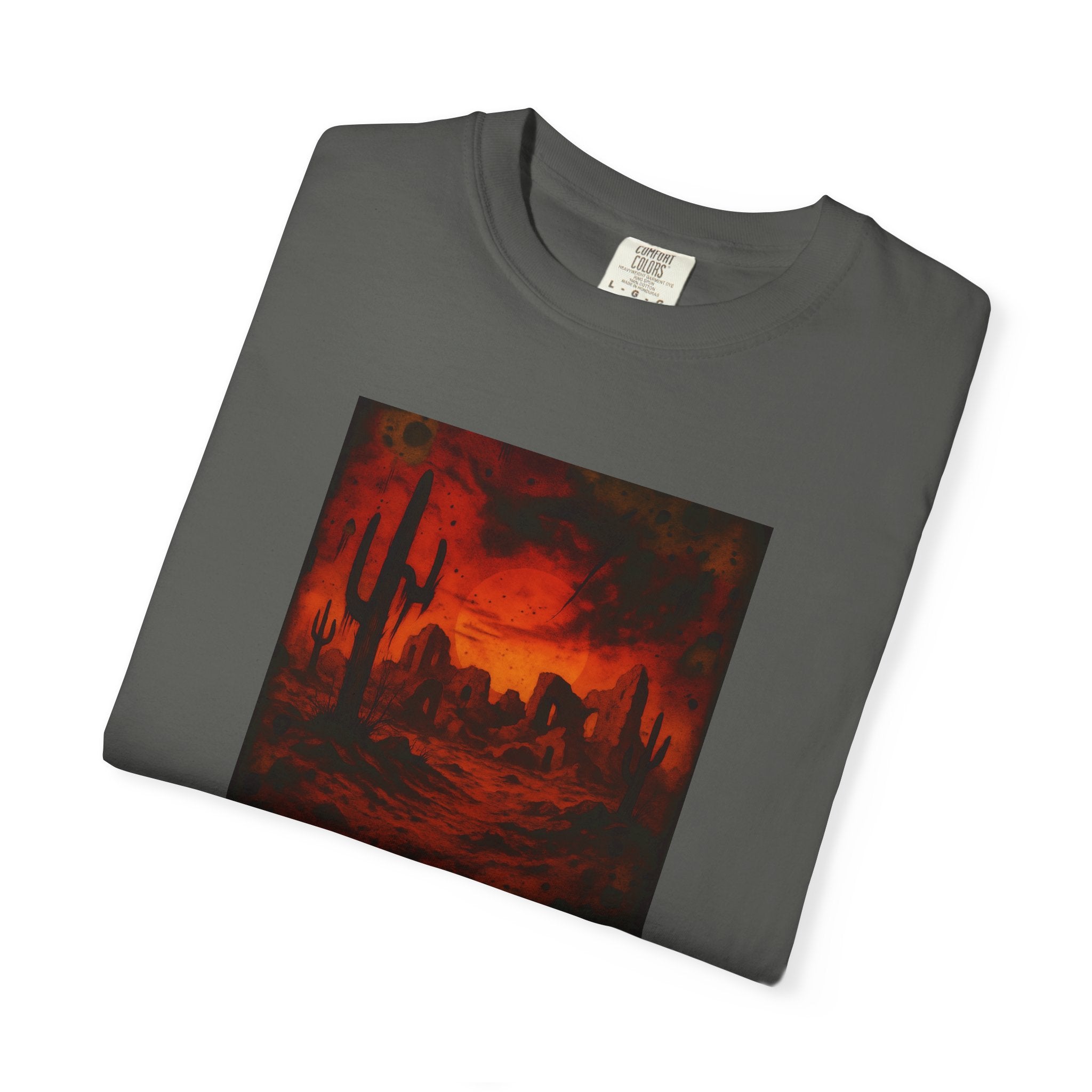 Red Desert Sunset T-shirt | Cactus Landscape, Moody Western Scene