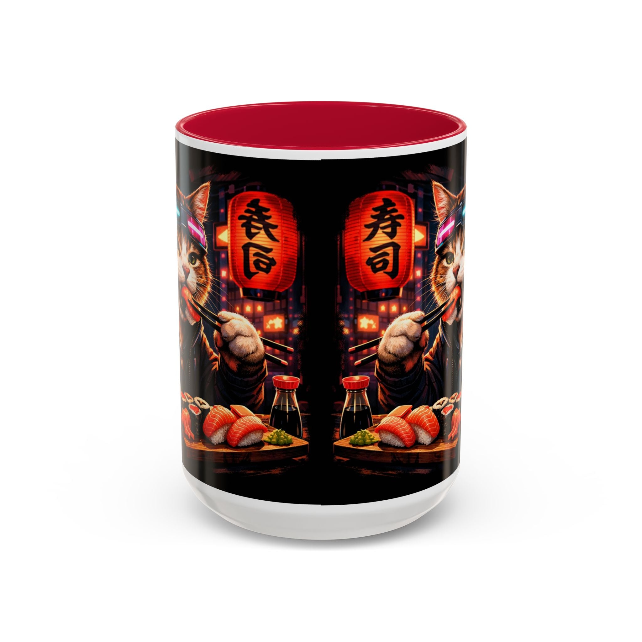 Cyberpunk Sushi Cat Mug | 11oz 15oz Ceramic Coffee Cup