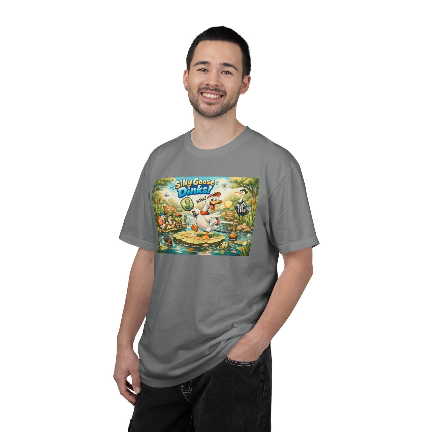 Silly Goose Dinks Cartoon Goose T-Shirt | Vintage Picnic Pond Illustration