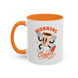 Morning Coffee Mug | Retro Cartoon Coffee Cup, Colorful Ceramic