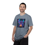 Neon Cyberpunk Cat Mystic Bowl T-shirt | Retro Futuristic Alley Art