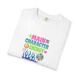 Main Character Energy T-shirt | Colorful Flame, Smiley Icons
