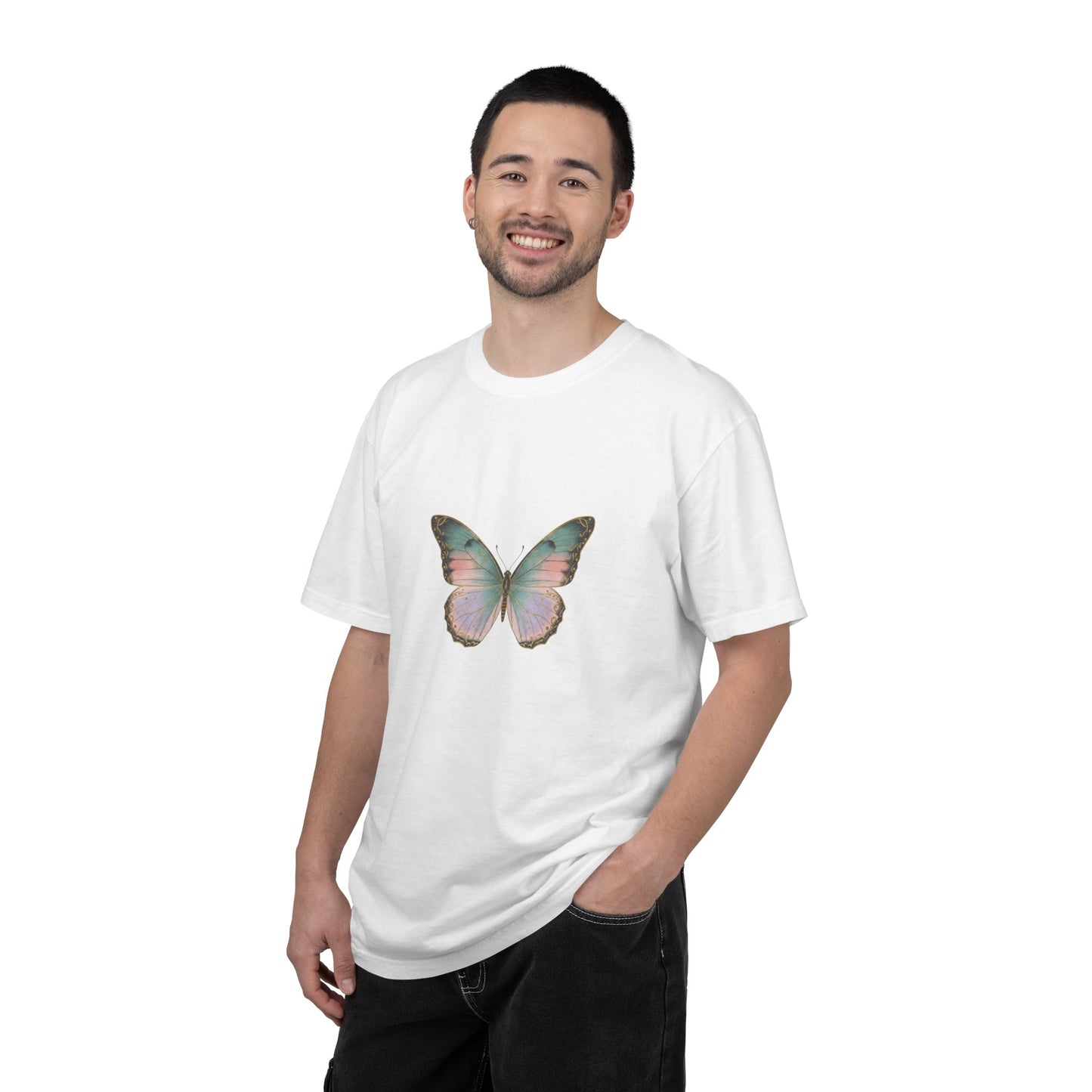 Retro 70s Vacation Butterfly T-shirt | Distressed Orange Teal Wings
