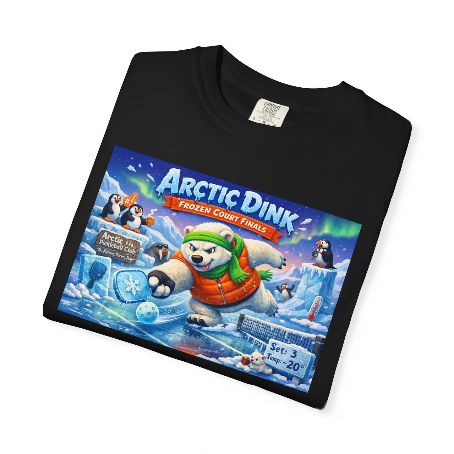 Arctic Dink Polar Bear Pickleball T-Shirt | Retro Game Art