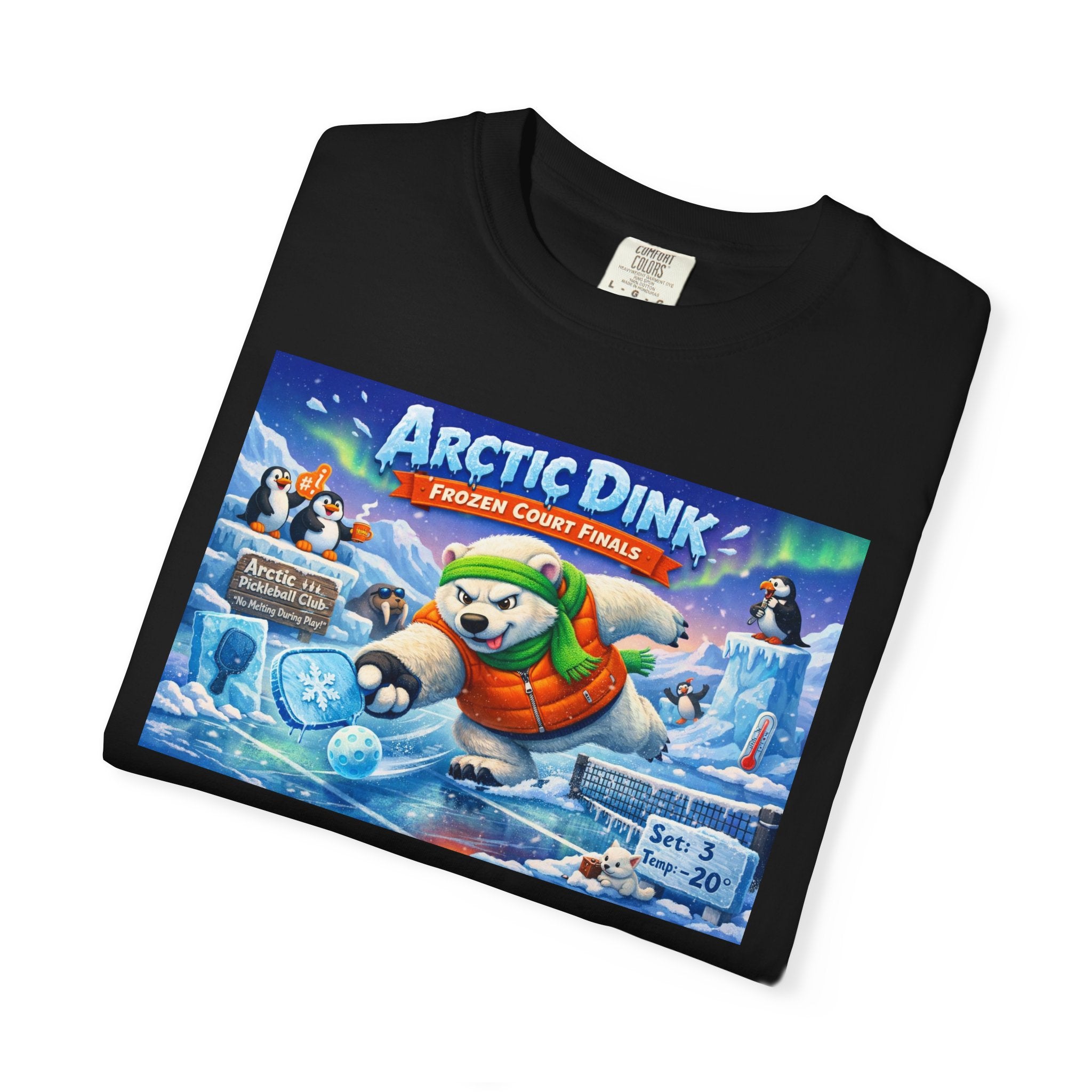 Arctic Dink Polar Bear Pickleball T-Shirt | Retro Game Art