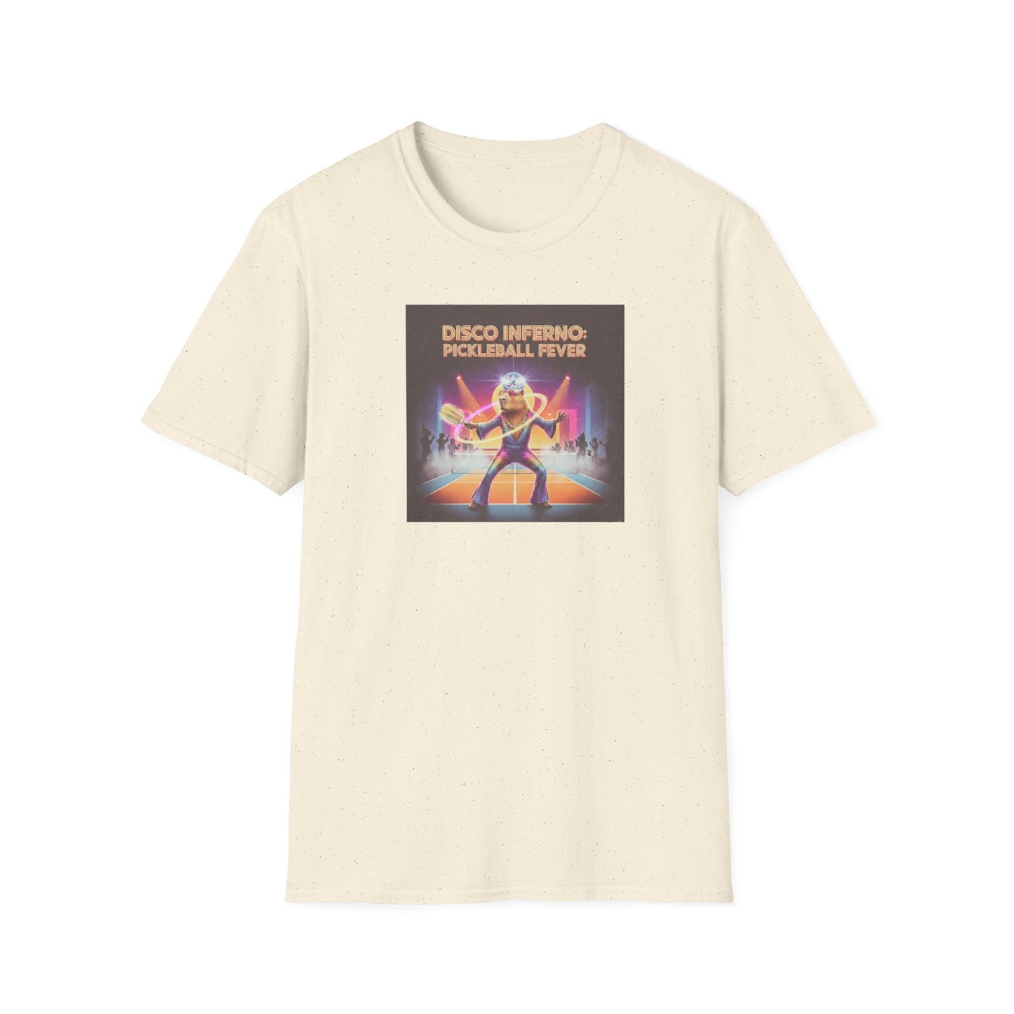 Disco Inferno Capybara Pickleball Fever T-Shirt | Retro 70s Dance Court Graphic