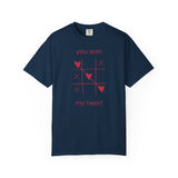 You Won My Heart tic tac toe T-shirt | Valentine heart game tee