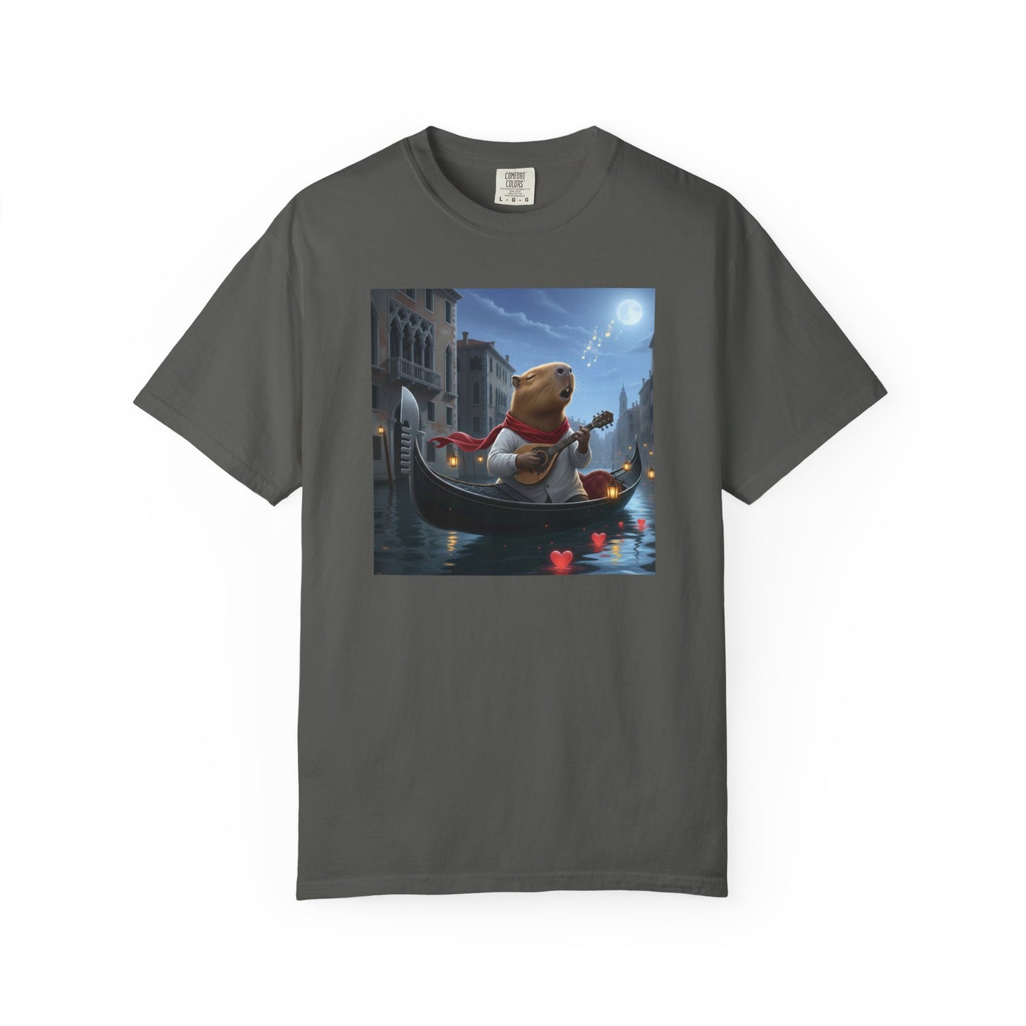Capybara Gondolier Venice Night T-shirt | Romantic Venetian Canal Illustration