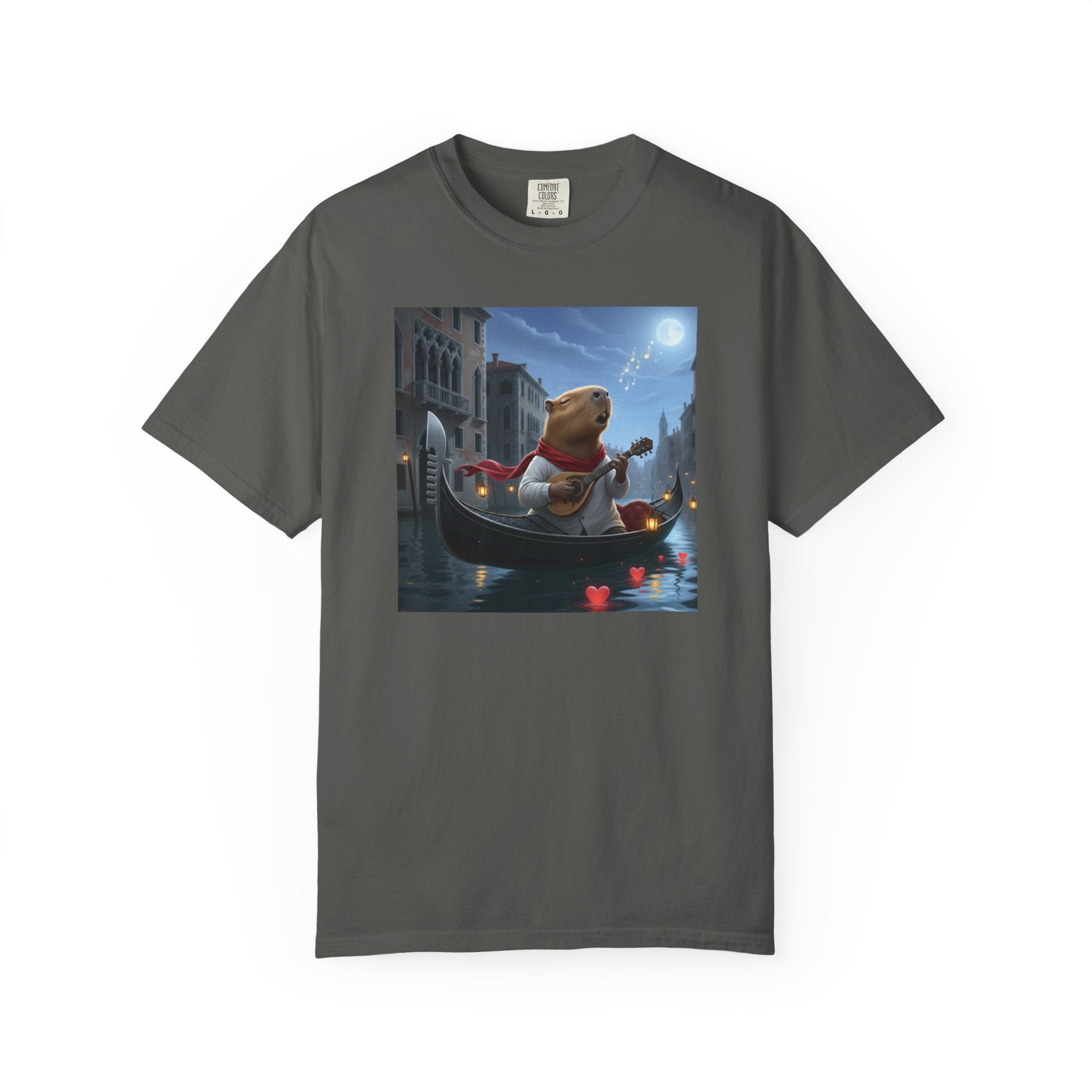 Capybara Gondolier Venice Night T-shirt | Romantic Venetian Canal Illustration