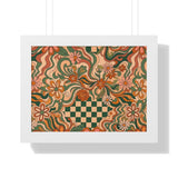 Retro Floral Checkerboard Poster